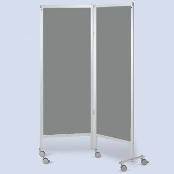 Wandschirm 2-flügelig, fahrbar, Farbe: grau/grau