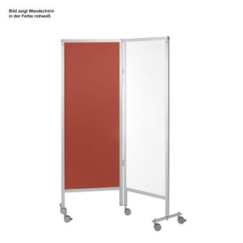 Wandschirm 2-flügelig, fahrbar, Farbe: grau/weiß