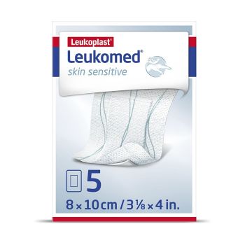 Leukomed skin sensitive steril, Vlies- Wundverband 8 cm x 10 cm (5 Stck.)