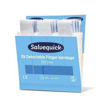 Salvequick Fingerverband 120 x 20 mm Blue Detectable PU-Folie (6 x 39 Strips)