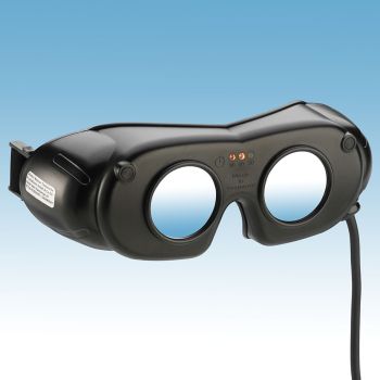 LED Nystagmusbrille schwarz Kabelversion mit Akku und Ladekabel