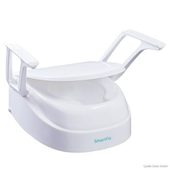 Toilettensitzerhöhung SmartFix weiß, mit Armlehnen und Deckel
