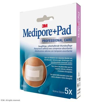 3M Medipore + Pad Fertigverband, steril, 5 x 7 cm (5 Stck.)