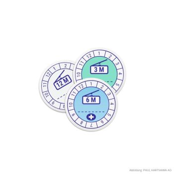 Etiketten 12 Monate, zur Kennzeichnung der Verwendbarkeit (Bl. à 20 Stck.)