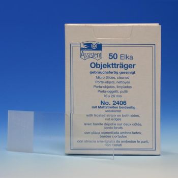 Objektträger 76 x 26 mm halbweiß mit beidseitigem Mattrand (50 Stck.)