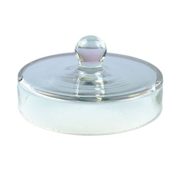 Überfalldeckel aus Glas mit Knopf 10 cm Ø