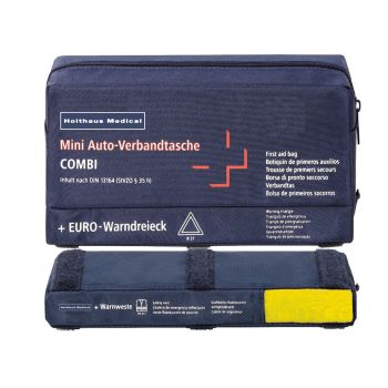 Mini 3in1 Verbandtasche blau Füllsortiment DIN 13164 + Warndreieck