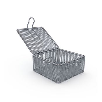 Siebkorb für Kleinteile 80 x 80 x 42 mm, mit Bodenrahmen und Deckel