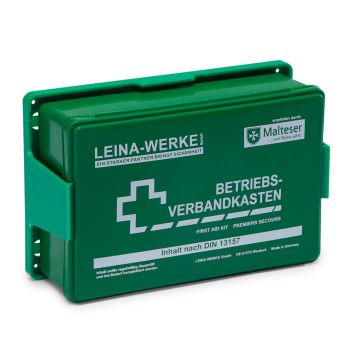 Betriebsverbandkasten grün, Inhalt nach DIN 13157:2021-11