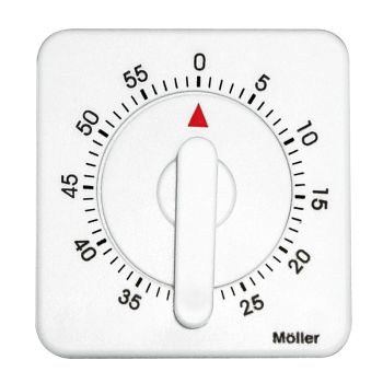 Laborwecker weiß 60 Min. mit Wandaufhängung