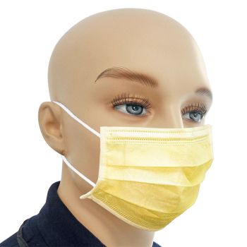 Einmal-Mundschutz gelb, mit runden, latexfreien Ohrschlaufen (50 Stck.)