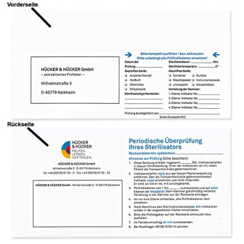 Sporentestkarte mit 5 Prüfindikatoren zur mikrobiologischen Überprüfung