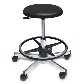 Rollhocker ratiomed schwarz, mit Stahlfußkreuz und Fußstützkranz