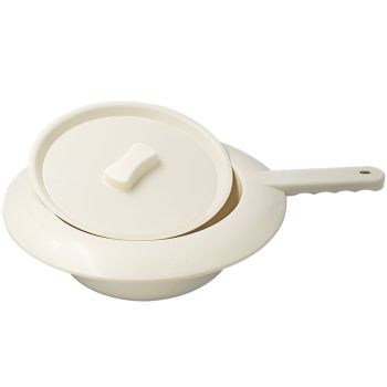 Stechbecken aus Kunststoff mit Flachgriff und Deckel für Erwachsene