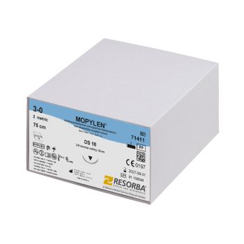 MOPYLEN DS 18 3/0=2 blau monofil, Nahtmaterial Fadenlänge 75 cm (36 Stck.)