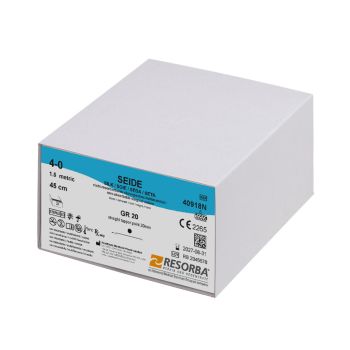 Seide GR 20 4/0=1.5 schwarz geflochten Nahtmaterial Fadenlänge 45 cm (24 Stck.)