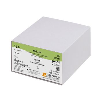 NYLON DSPM 6 10/0=0,2 schwarz monofil, Nahtmaterial Fadenlänge 15 cm (24 Stck.)