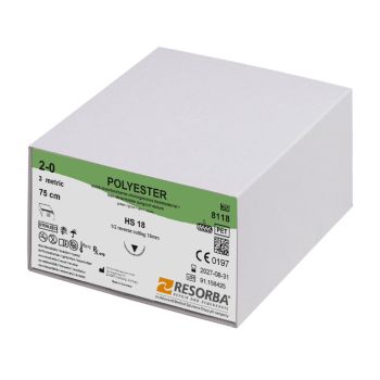 POLYESTER HS 18 2/0=3 grün geflochten, Nahtmaterial Fadenlänge 75 cm (36 Stck.)