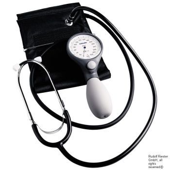 ri-san Blutdruckmessgerät Ø 64 mm schiefergrau mit Stethoskop