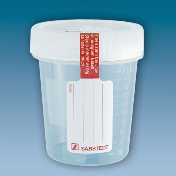 Schraubbecher 100 ml steril, mit montiertem Schraubdeckel (5 Stck.)