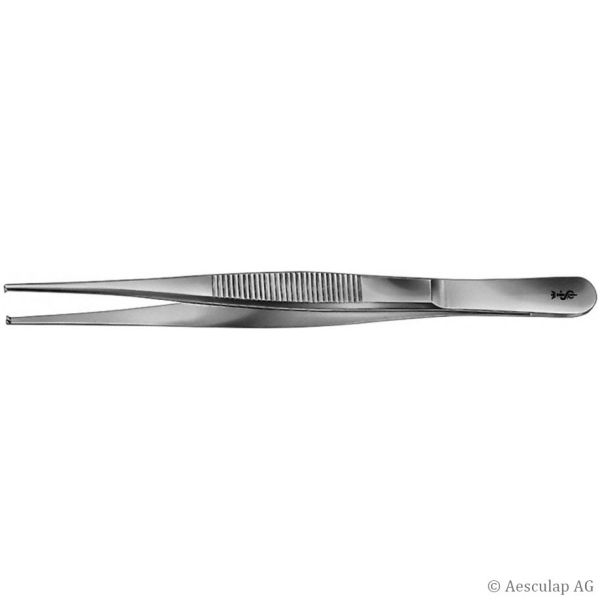 chir. Pinzette, mittelbreit, 1 x 2 Zähne 14