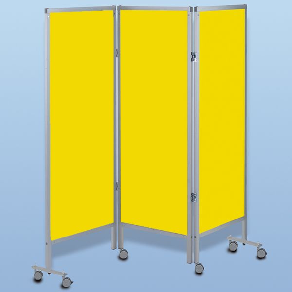 Wandschirm 3-flügelig, fahrbar, Farbe: gelb/gelb/gelb