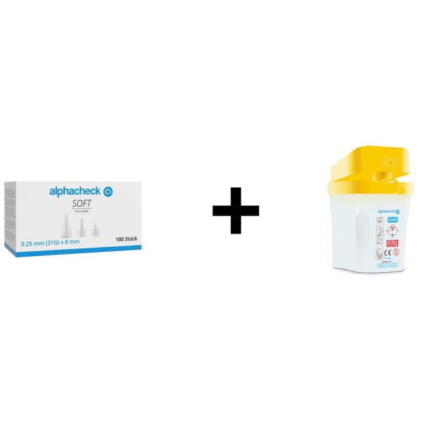 alphacheck soft Pen-Nadeln 8 mm mit alphacheck Entsorgungsbox 0