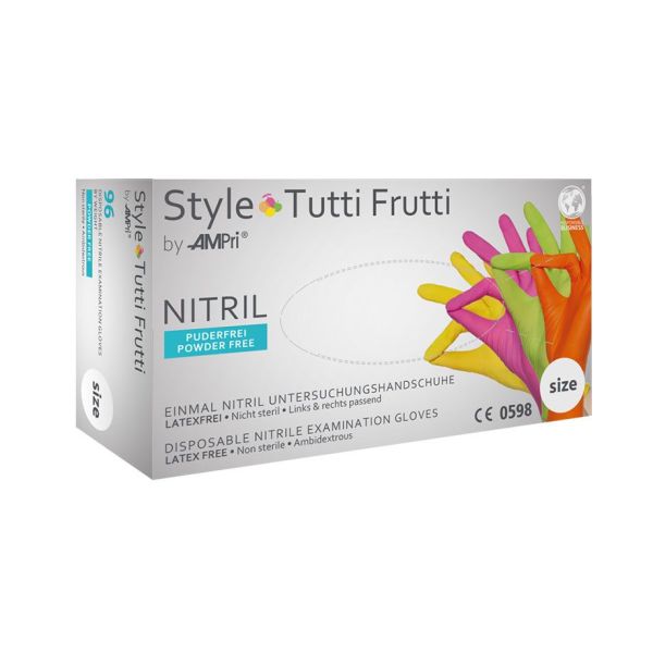 Nitril U.-Handschuhe Style tutti frutti, unsteril puderfrei Gr. L