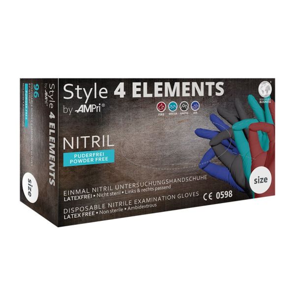 Style 4 ELEMENTS Nitril U.-Handschuhe unsteril puderfrei Gr. XL (96 Stck.)