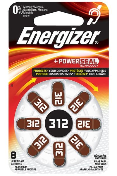 Energizer Batterie Typ 312 1,4 V für Hörgeräte (8 Stck.)