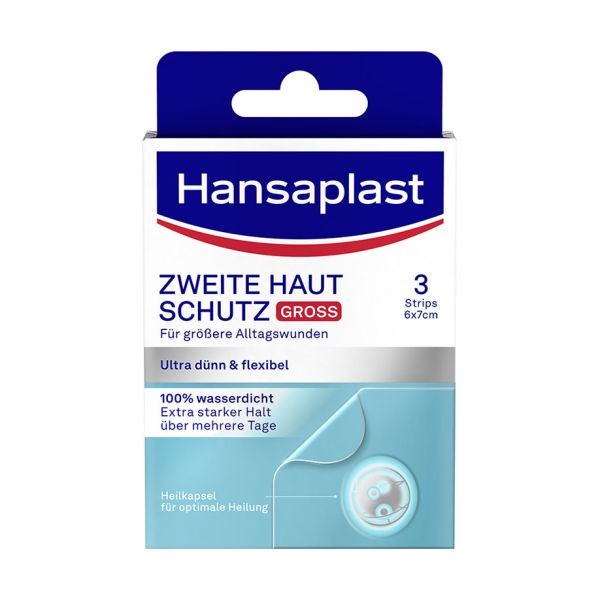 Hansaplast Zweite Haut Schutz Gross, Hydrokolloid-Pflaster 6 x 7 cm (3 Stck.)