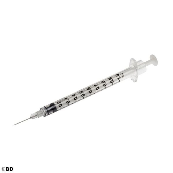 BD Plastipak Sub-Q Einmal-Spritze 1 ml, mit Kanüle 0