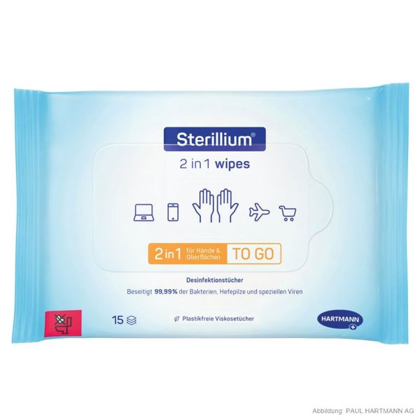 Sterillium 2in1 wipes (15 Tücher), Desinfektionstücher zur Hände- und