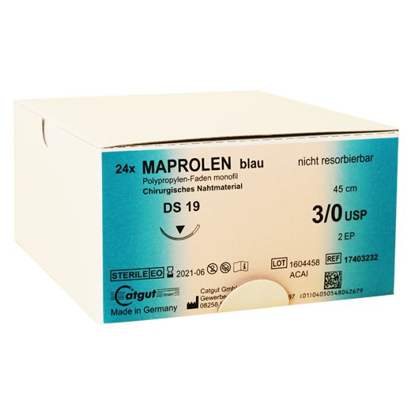 MAPROLEN DS 19 3/0=2, monofil, blau Nahtmaterial Fadenlänge 45 cm (24Stck.)