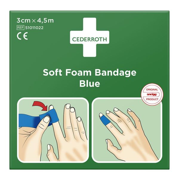Cederroth Soft Foam Bandage Blue selbstklebendes Pflaster 3 cm x 4