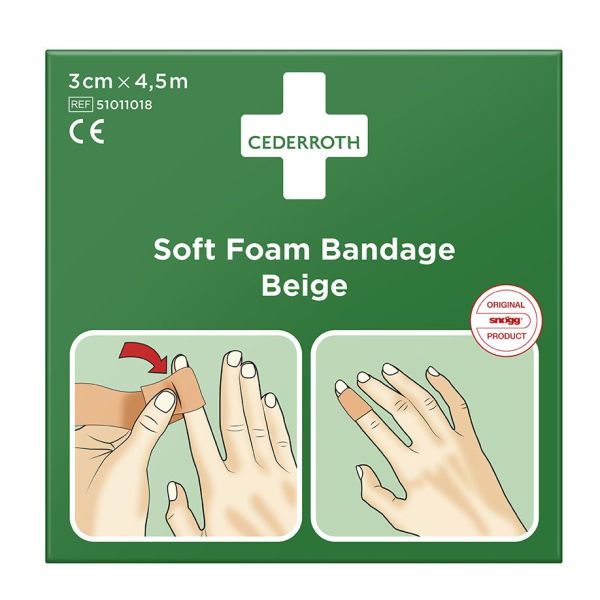 Cederroth Soft Foam Bandage Beige selbstklebendes Pflaster 3 cm x 4