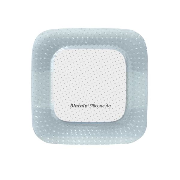 Biatain Silicone Ag Schaumverband 10 x 10 cm (5 Stck.)