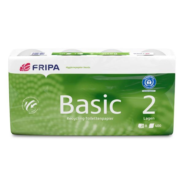 Fripa - Toilettenpapier basic, 2-lagig (8 Pack à 8 x 250 Bl.)