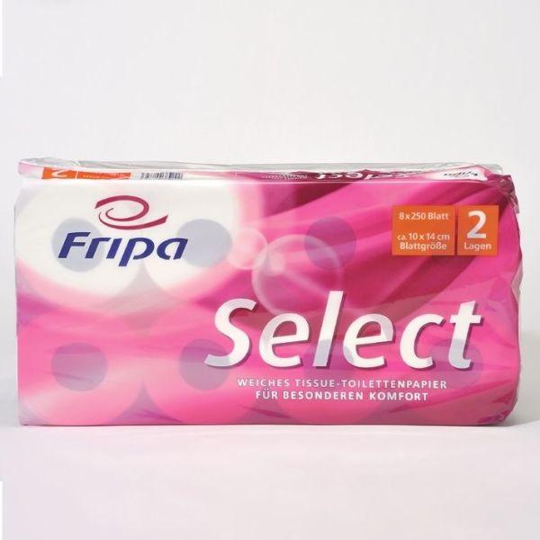 Fripa - Toilettenpapier select, 2-lagig (8 Pack à 8 x 250 Bl.)