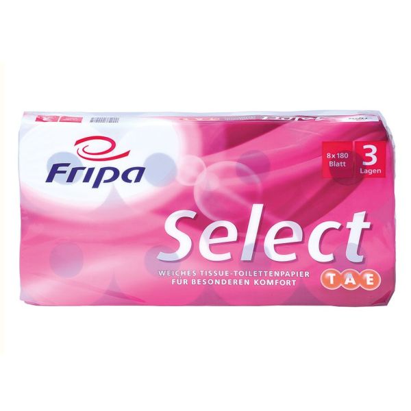 Fripa - Toilettenpapier select TAE, 3-lagig (6 Pack à 8 x 180 Bl.)
