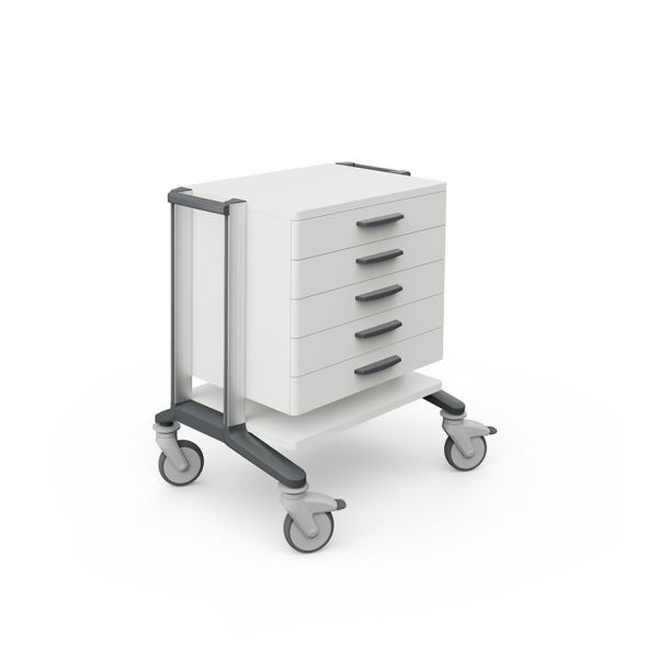 doppio 60 Narkosewagen, weiß, mit 2 Ab- lageplatten