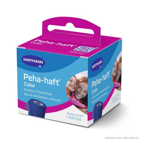 Peha-haft Color blau Fixierbinde 4 m x 4 cm einzeln verpackt