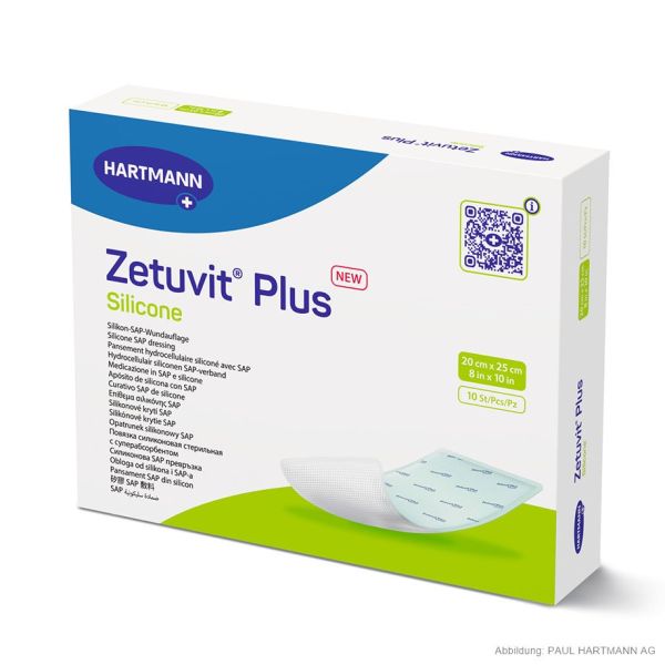 Zetuvit Plus Silicone Saugkompressen steril 20 x 25 cm (10 Stck.)