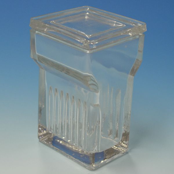 Objektträgerkasten aus Glas, mit Deckel nach Hellendahl mit Erweiterung