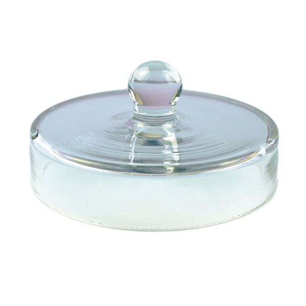 Überfalldeckel aus Glas mit Knopf 10 cm Ø