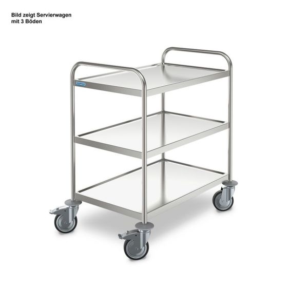Medizinischer Servierwagen Edelstahl, mit 3 Böden 800 x 500 mm