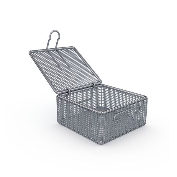 Siebkorb für Kleinteile 80 x 80 x 42 mm, mit Bodenrahmen und Deckel