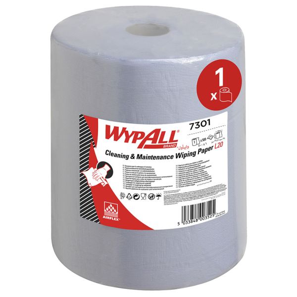 WYPALL L20 Wischtücher Großrolle 2-lagig blau 38 x 33cm (1 Rl. à 500 Bl.)