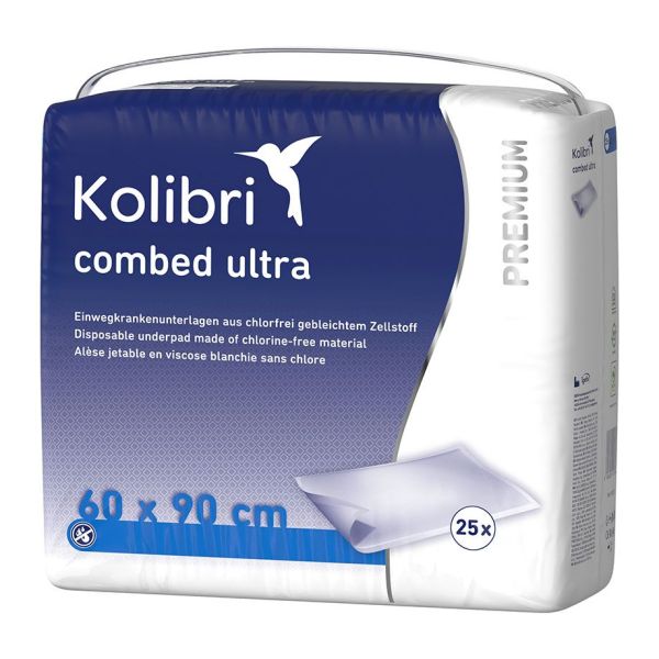 Kolibri combed PREMIUM ultra, blau, Krankenunterlagen 60 x 90 cm (25 Stck.)