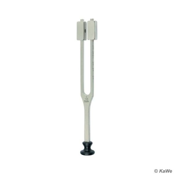 Stimmgabel nach Lucae c 128 Hz mit Dämpfern und Kunststofffuß